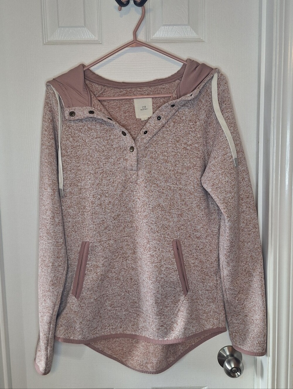 Thread & Supply Snap-Henley Pullover Hoodie in Mauve